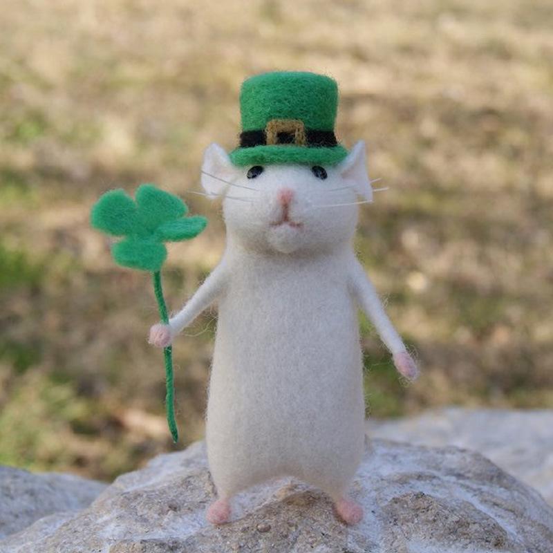 Нетоксичная шерсть для валяния (poke wool felt) Ручная работа Материал Сумка DIY Кукла Без отделки Мультяшная Милая Мышь Набор Плюшевые Игрушки Украшение Лучшие Подарки на День Рождения для Детей