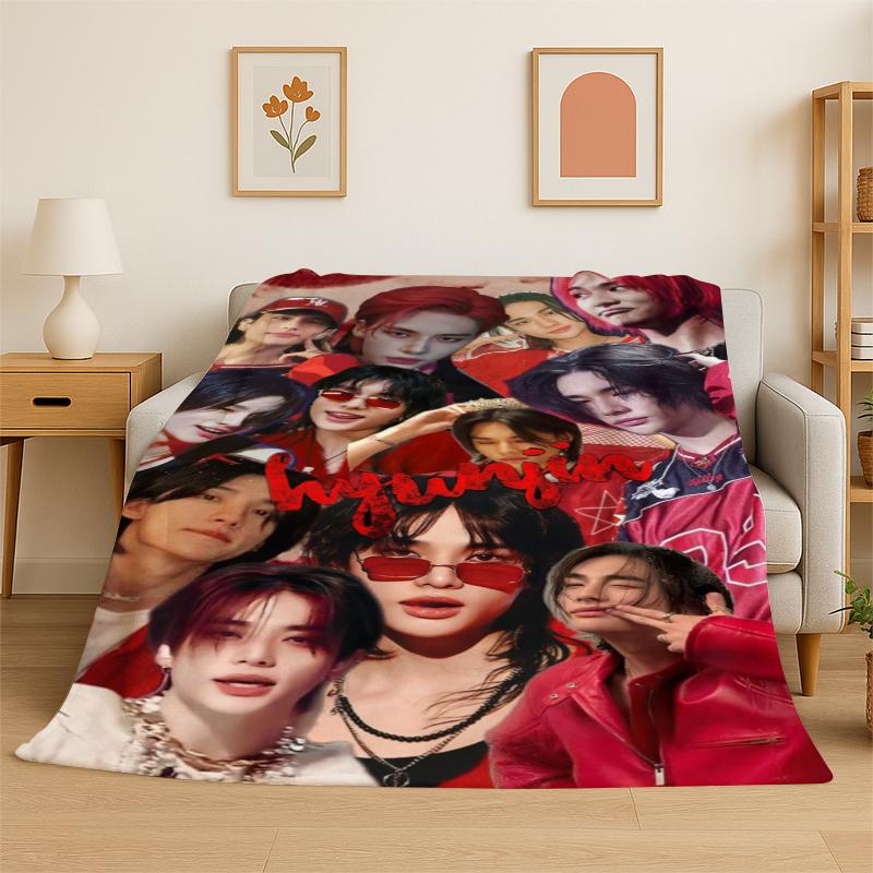 Kpop Хёнджин Stray Kids Музыкальный Фланелевый Плед Мягкий Теплый Плед для Спальни Гостиной Кровати Путешествий Кемпинга Пикника Подарок