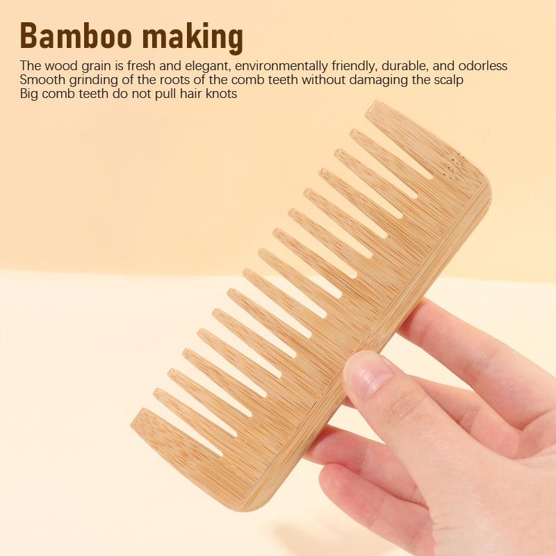 Бамбуковая расческа с широкими зубьями, расчески для волос, распутывающие расчески, антистатические, для вьющихся волос, для женщин и мужчин, для разглаживания, массажа, домашнего использования в салоне