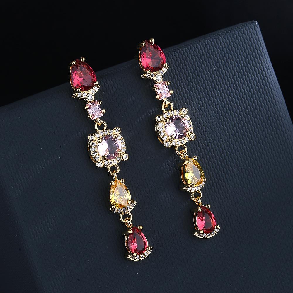 Серьги Taro Purple с бриллиантами в форме капли воды, корейский темперамент, гранатово-красные серьги, которые сделают женские серьги тонкими
