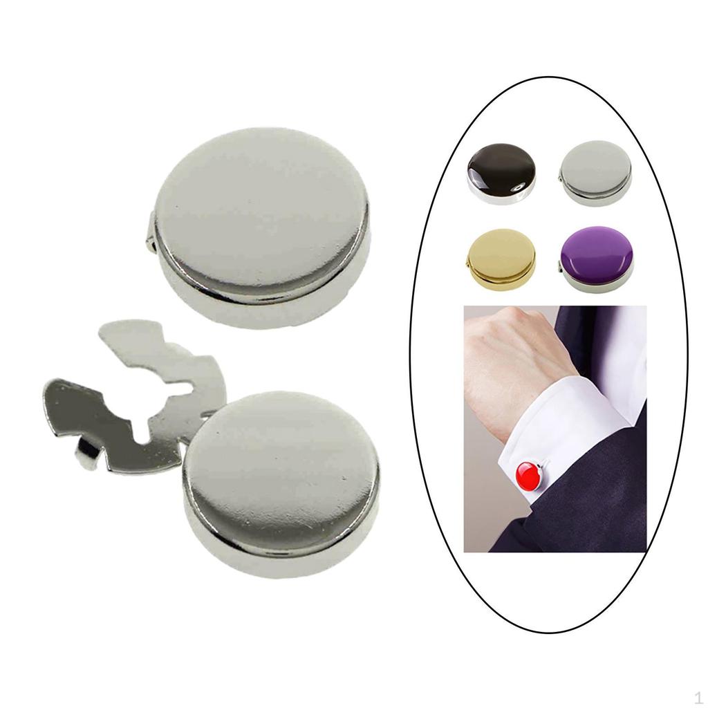 2Pcs Cufflinks for Men, Covers Shirts Round Polished Shirt Accessories