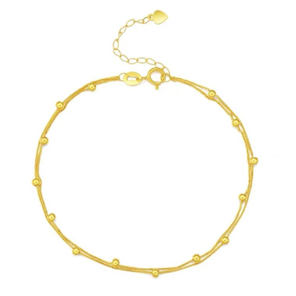 Двухслойный модный браслет на щиколотку из титановой стали с бусинами, классика лета