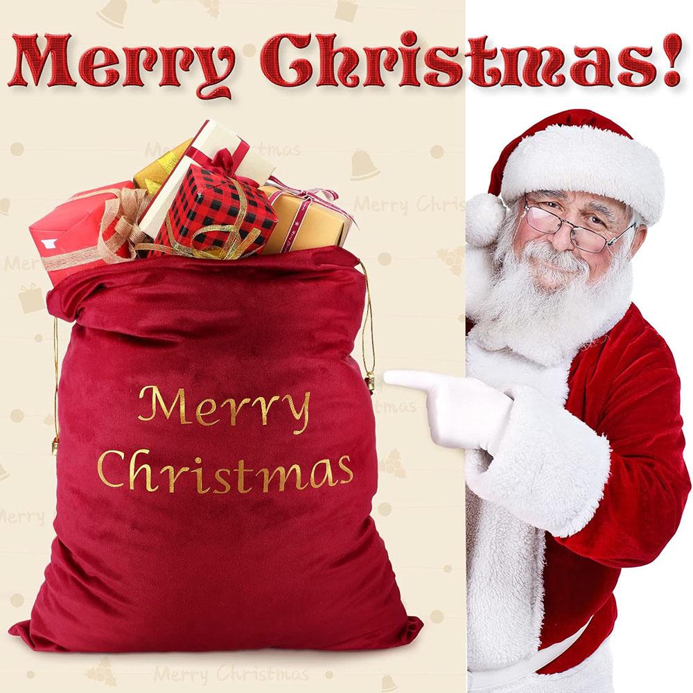 Санта-Клаус Рождественский игрушечный мешок Красный плюшевый бархатный подарок костюм аксессуар