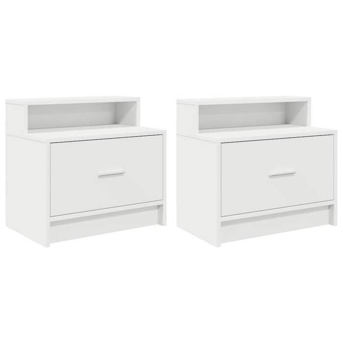 VidaXL Bedside Table with Drawer 2 Pcs White 51x31x47 Cm, Side Table, Bedside Cabinet, Side Table for the 858669