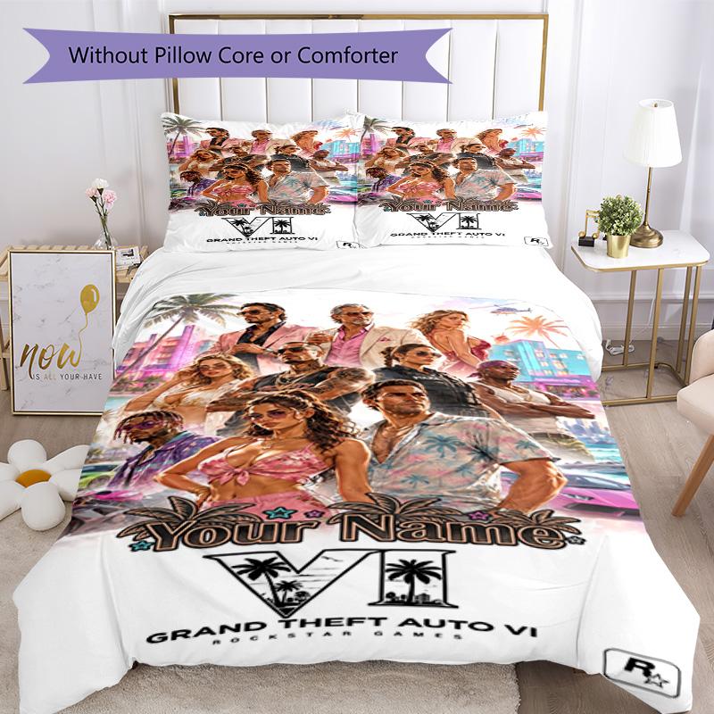 Grand Theft Auto Customized Name Custom Bedding Perfect for Decorate room Wrinkle Resistant Home Decor Christmas, WeddingPerfect