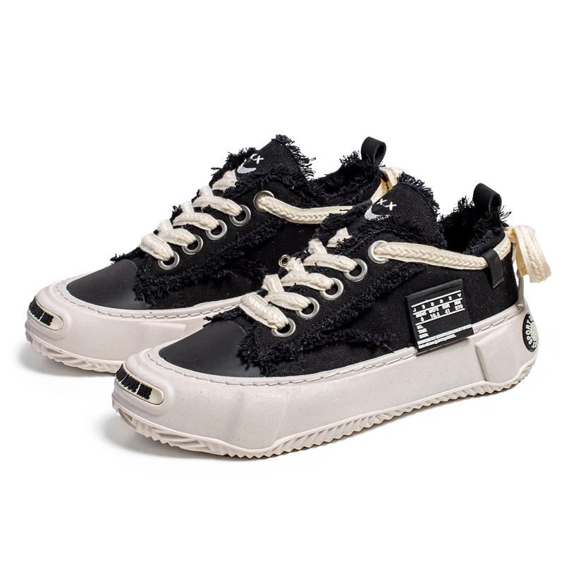 Парусиновые туфли для мужчин 2024 года, модные удобные мягкие повседневные кроссовки на шнуровке, плоская толстая подошва, летние вулканизированные туфли для женщин, черные