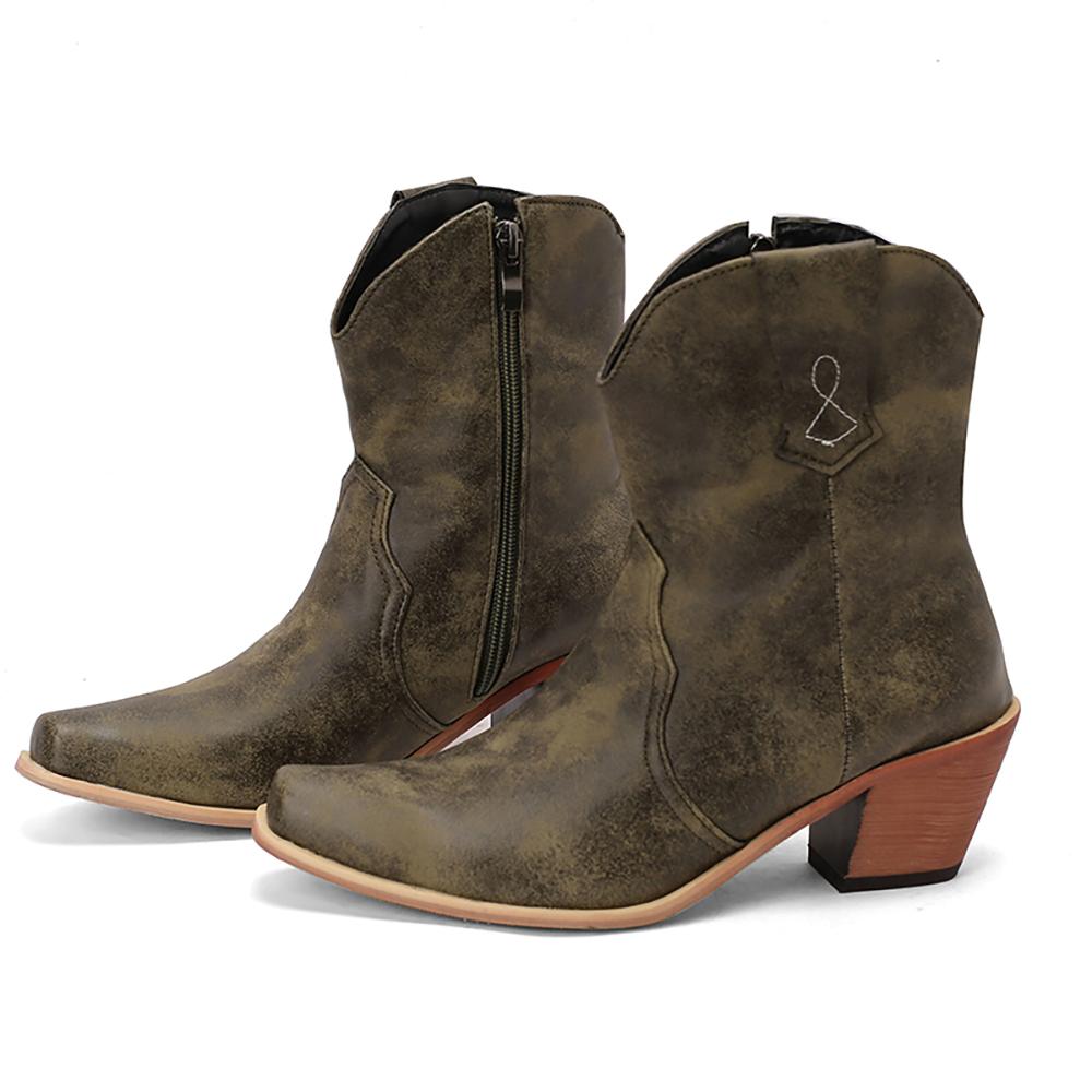 Коричнево-зеленые женские ботильоны на высоком каблуке, большой размер 48