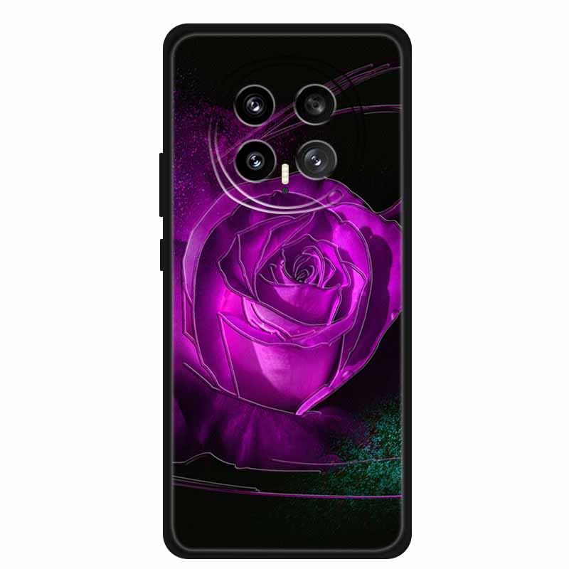 Чехол для телефона Honor Magic8 2025 Мягкий Черный Силикон 3D Тиснение Цветок Задняя Крышка На Honor Magic 8 5G Чехол Coque Ударопрочный Funda