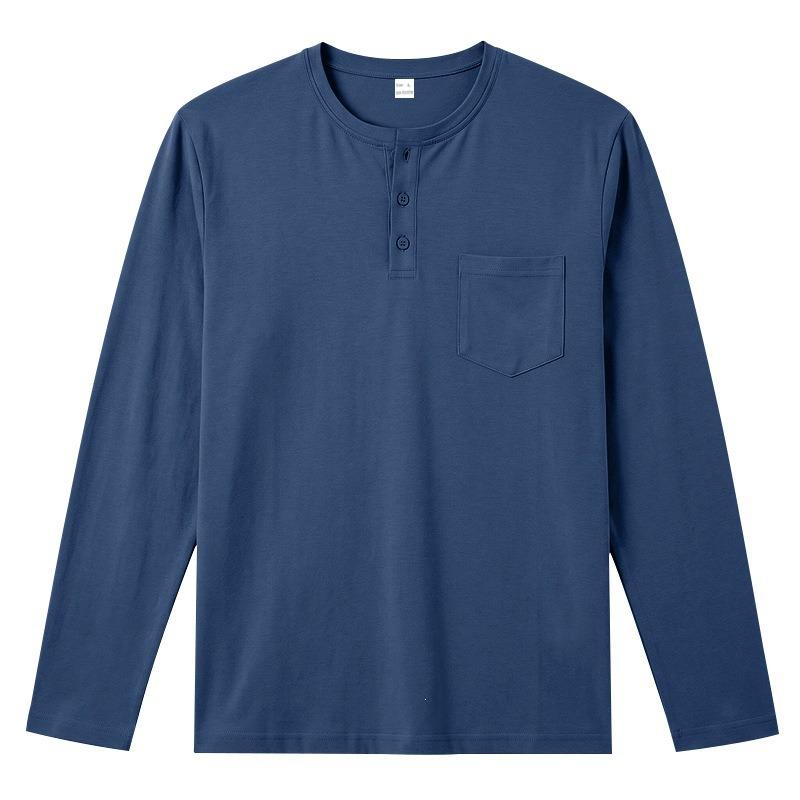 Men S Loose Fit Long Sleeve Henley Neck Casual Basic T Shirt