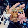 Trendy Knitted Bear Keychain Figurine - Women's Cartoon Backpack & Car Ornament Gift