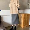 WTEMPO Однотонные трикотажные юбки трапециевидной формы, женские прямые миди в корейском стиле, элегантные, шикарные, весенне-осенние, теплые длинные юбки
