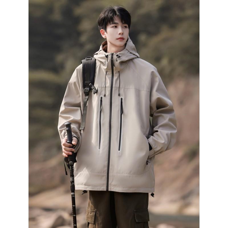 Mens Lightweight Hooded Outdoor Jacket Windproof Waterproof Breathable Casual Sport Coat Fall Hiking Running Travel