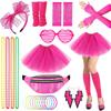 1980s Neon Prom Set: Headband, Earrings, Fishnet Gloves, Leg Warmers, Tutu Skirt