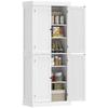 Mobile Kitchen Cabinet With 6 Adjustable Shelves And 2 Wooden Doors 76x40.5x184 Cm White