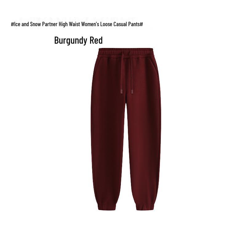 Женские ветрозащитные спортивные штаны с высокой посадкой: Уютные и теплые осенне-зимние повседневные брюки свободного кроя.