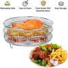 3-Layers Kitchen Air Fryers Rack Stainless Steel Oven Grilling Tray Shelf Square/Round Steamer Basket Home Cooking Accessories