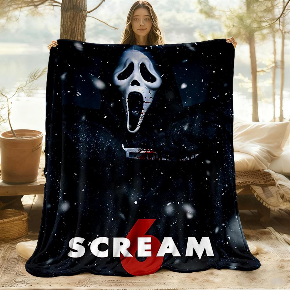 1pc ScreamHorror Outdoor Blanket Lightweight Flannel, All-Season Use for Sofa, Bed, Travel, Camping, Living Room, Office, Couch092