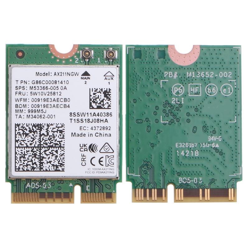 Настольный комплект WiFi 6E AX211NGW pands WiFi 5 ГГц 2230 5.2 Диапазон Включает РЧ-кабель Антенны с высоким коэффициентом усиления и Кронштейны