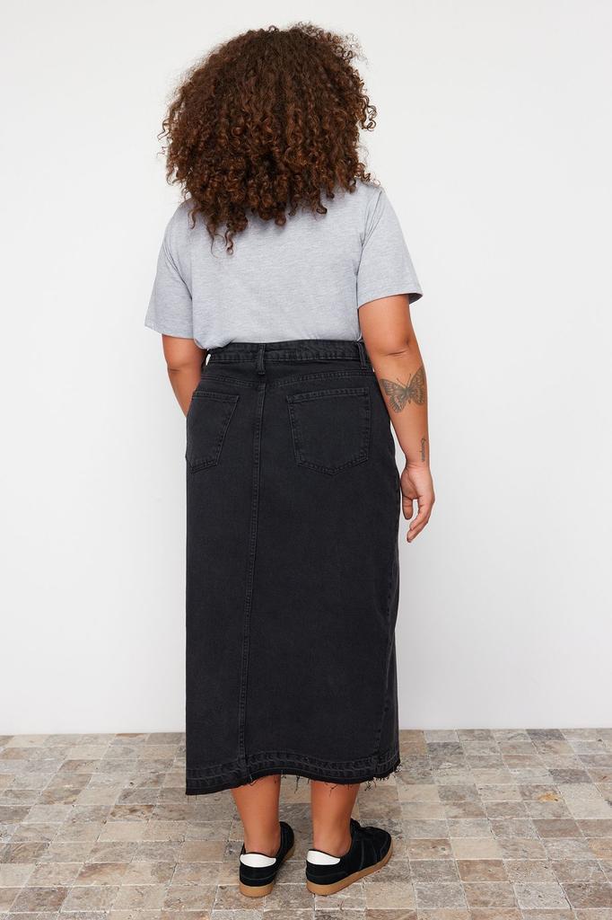Женская стильная юбка больших размеров Черная джинсовая юбка больших размеров
