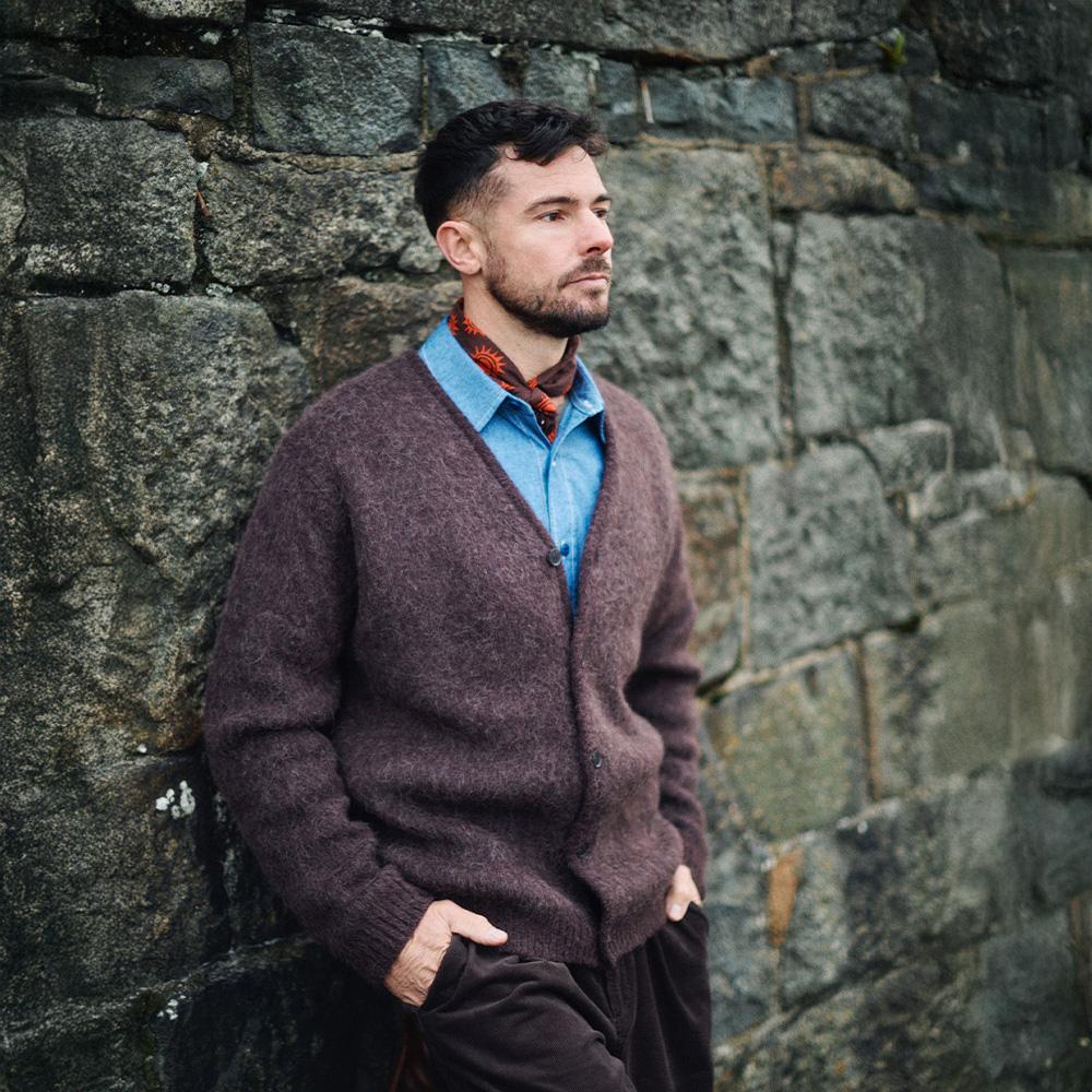 Guernsey Woollens Alpaca V-Neck Cardigan - Brown