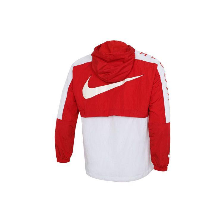 Nike Спортивная куртка с капюшоном и логотипом на большом крючке, мужские куртки, красный, белый, DJ4131-657