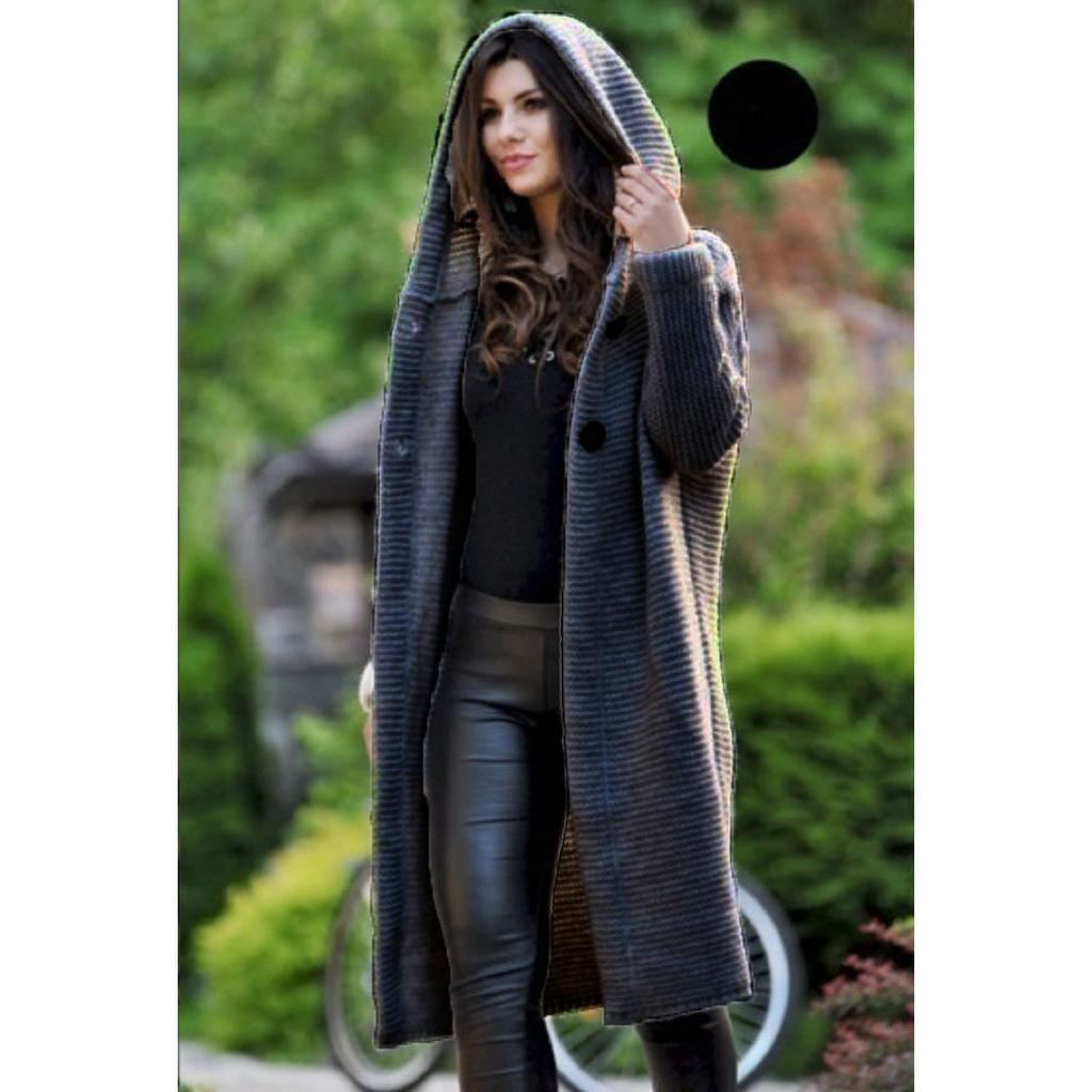 Women's Fashion, Elegant Temperament, Commuting, Extended Length, Oversized Sweater, Spring and Autumn Cardigan, Hooded Jacket