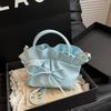 Large Capacity PU Leather Shoulder Bag Elegant French Handbag Bowknot Crossbody Bag  Streetwear