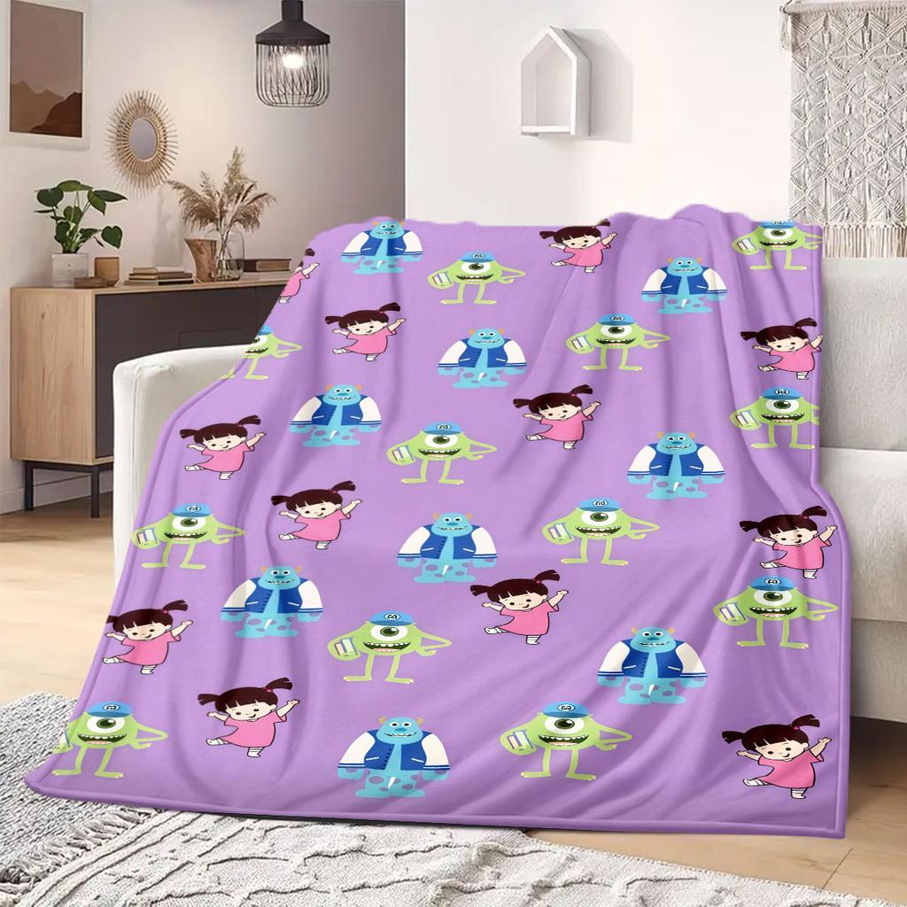 monster Travel Picnics Flannel Blanket Print Cartoon for Bedrooms Sofas Beds Chairs Home Decor Great Gift Idea All Seasons