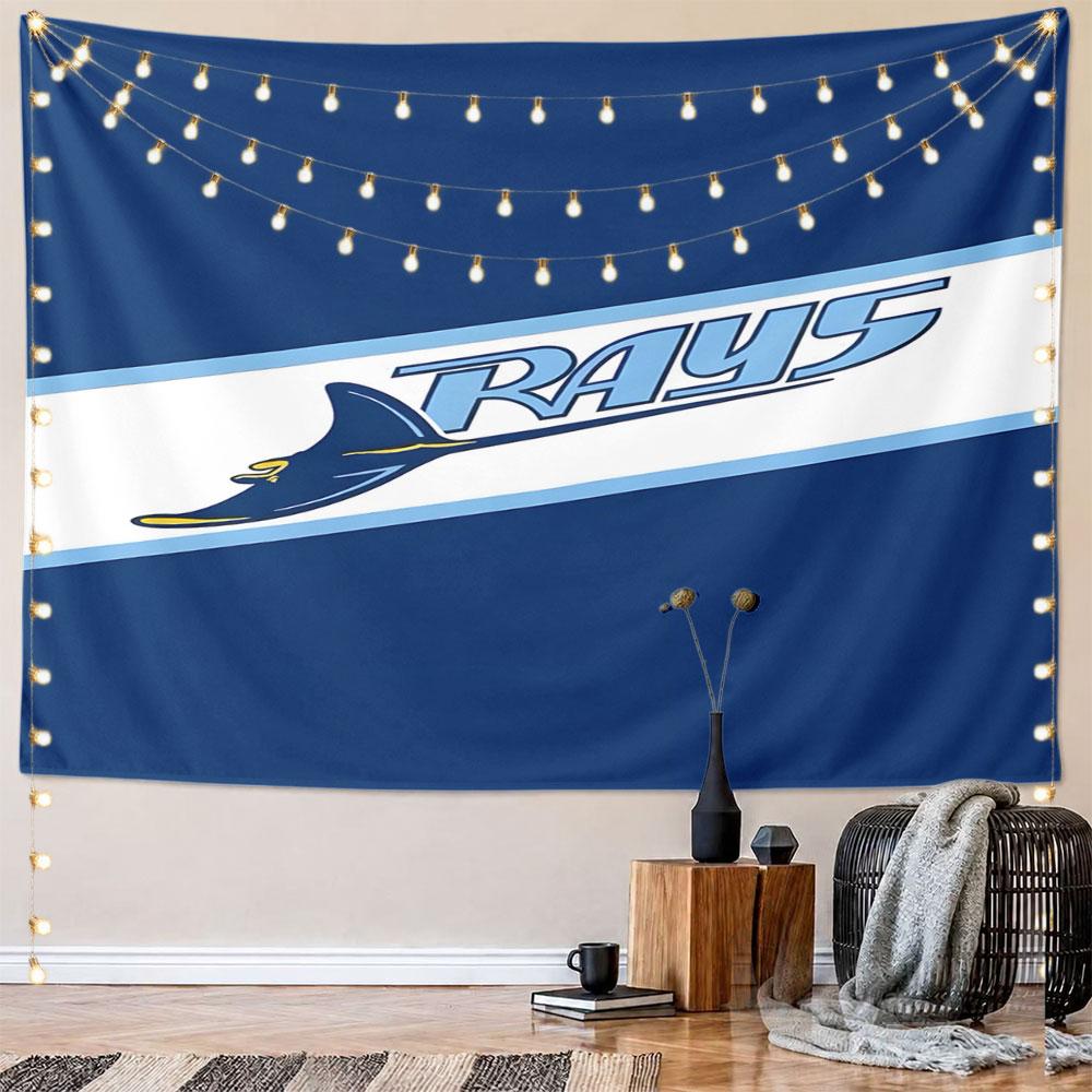"Blue Rays Logo with Manta Ray Design" Pattern Wall Hanging Tapestry Decorative Tapestry Home Decor for Bedroom and Living Room