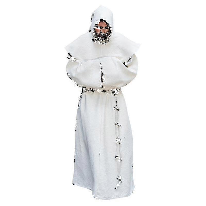 S-5xl Renaissance Monk Clergy Habit Scapular Friar Costume Religious Saint Gown Robe Men Priest Hood Cowl Halloween Outfit Halloween Cosplay_fi