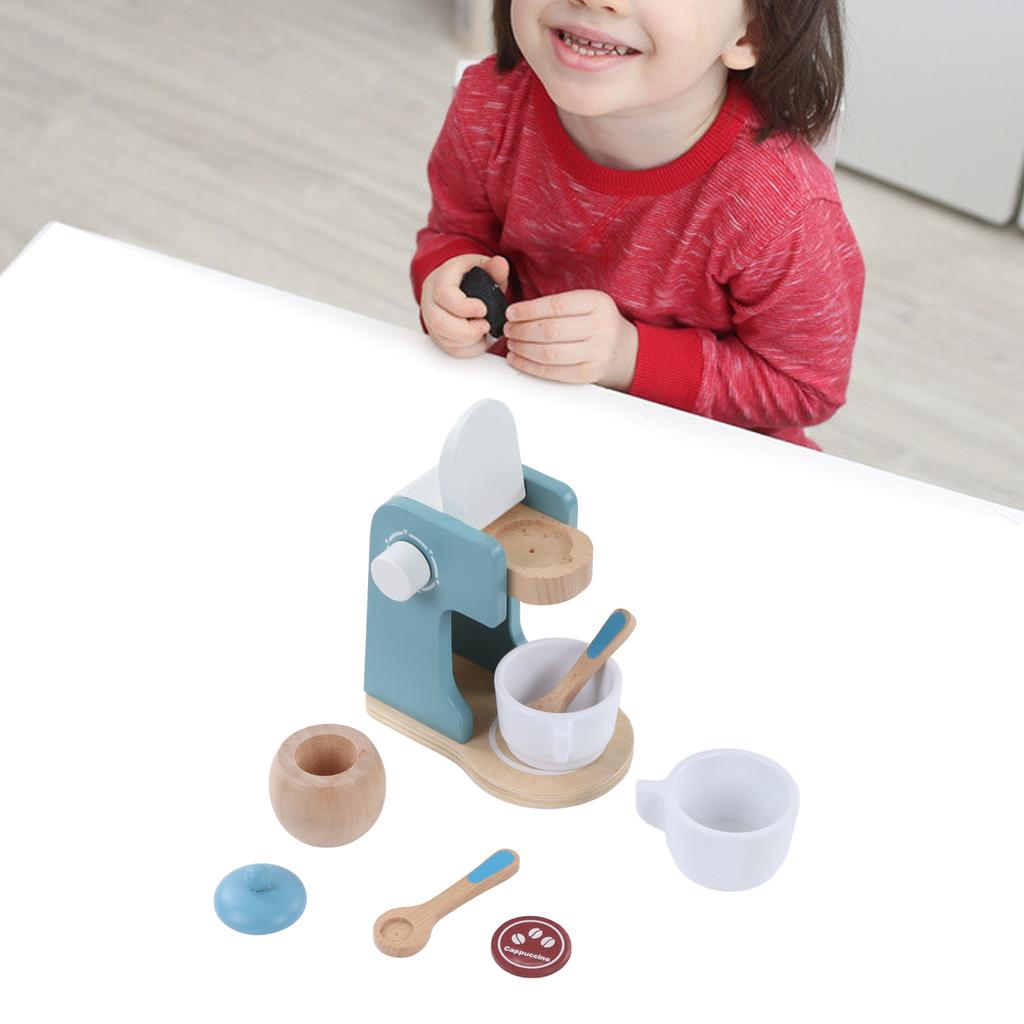 Кофеварка игрушка Играйте с воображением прочная деревянная глянцевая мягкая цветовая гамма деревянная кофеварка для ролевых игр