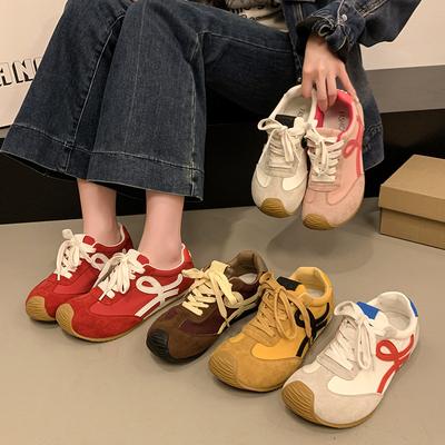 Красные немецкие кроссовки для женщин 2025 года, новая весна, ретро, симпатичные, с мягкой подошвой, для спорта и отдыха, универсальные, для сноуборда Forrest Gump