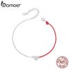 925 Sterling Silver Fashion Heart Bracelet, White Gold Plated Dainty Red Rope Link Chain Bracelet for Women Teen Girls