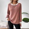 Pullovers & Long Sleeves Autumn Winter Long Sleeved Solid Color Ribbed Pit Strip Top