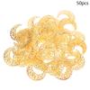 50Pcs/Lot 38X42Mm Gold Color/Silver/Bronze Metal Filigree Moon Slice Charms Base Settings Jewelry Diy Components