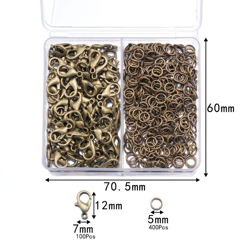 500Pcs/Box Jewelry Making Kit Lobster Clasps & Jump Rings With Box For Diy Chain Necklace Bracelet Anklet Supplies Connectors