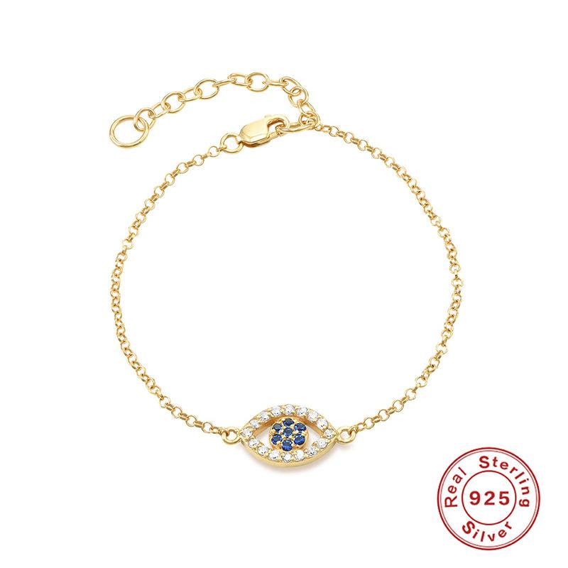 Best Selling S925 Sterling Silver Mini Zircon Classic Devil'S Eye Bracelet Couple Lover Bracelet