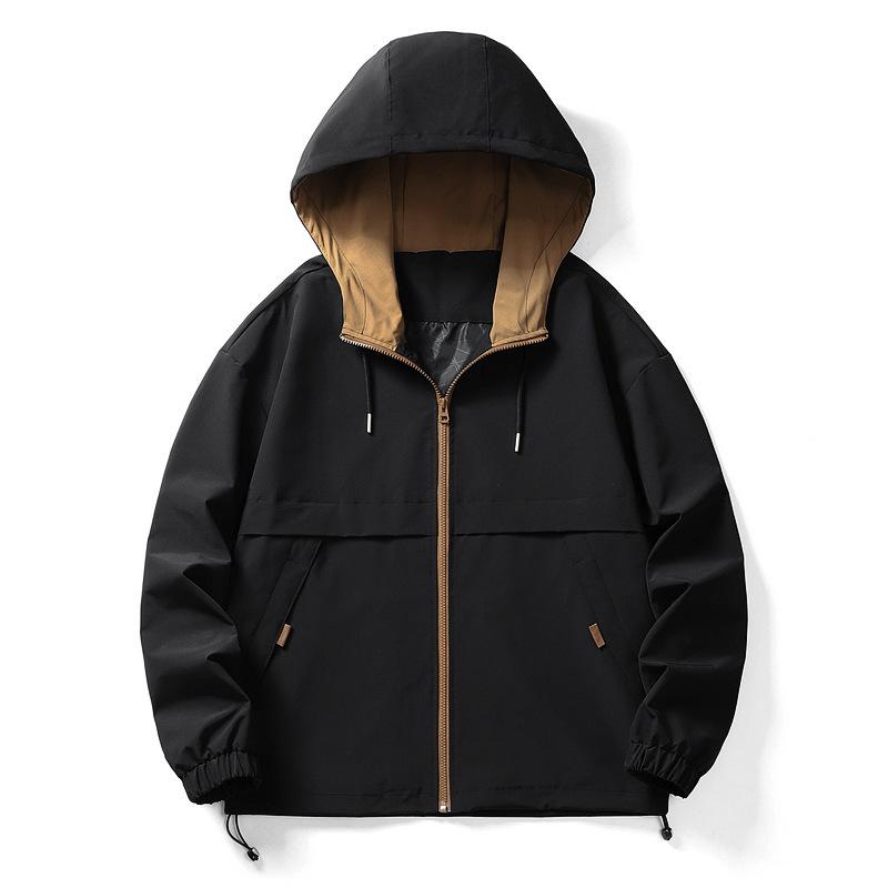 Пальто мужское осеннее простое модное брендовое свободное пальто с капюшоном одежда цветовое соответствие