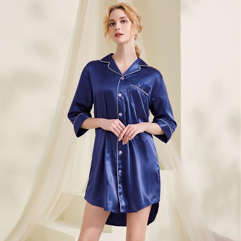 Плюс Размер Женский Летний Ультра Тонкий Сексуальный Домашний Платье Рубашка Пижама