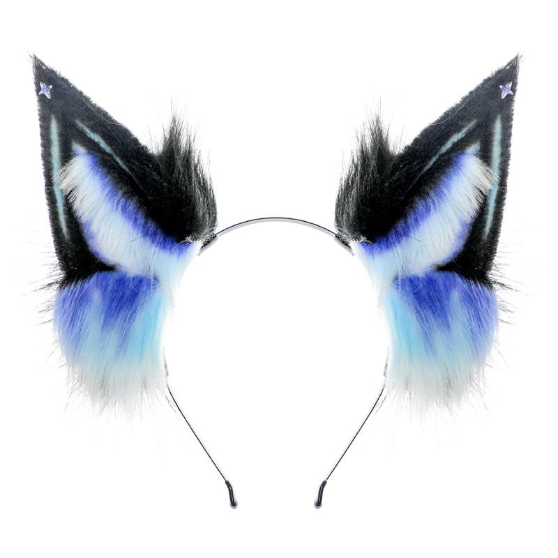Aurora Wolf Gradual Change Headband Cosplay Comic Show Props Simulation Plush Beast Ear Headdress