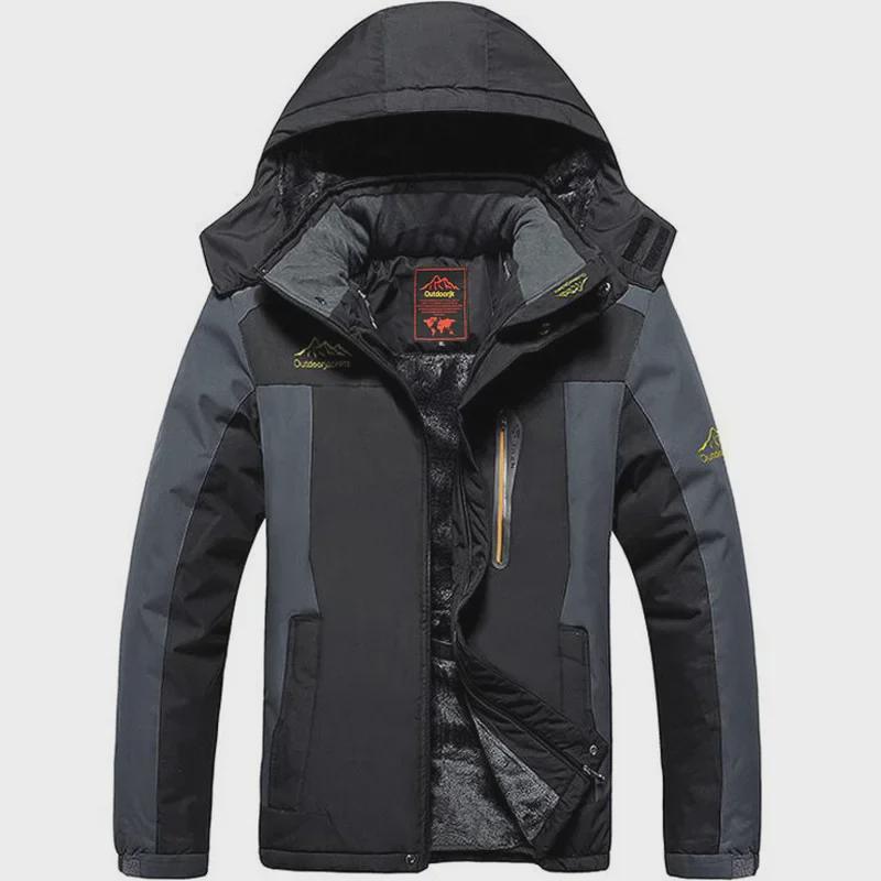Мужская куртка больших размеров из утолщенного бархата 2023 года для занятий спортом на открытом воздухе и зимнего альпинизма