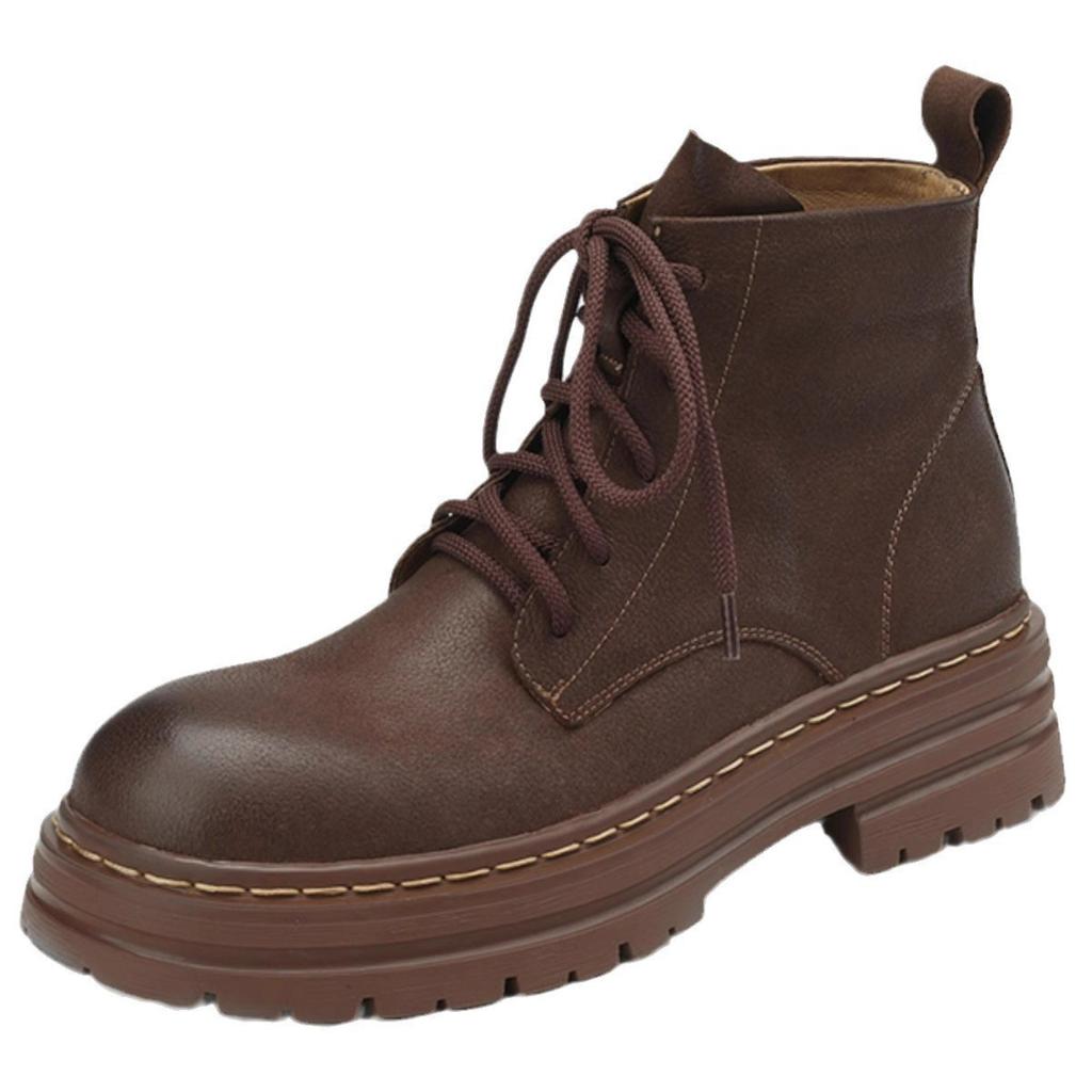 Модные британские ботинки на платформе для женщин, осень-зима, новые дизайнерские повседневные ботильоны, женская мода, однотонные кожаные туфли для женщин