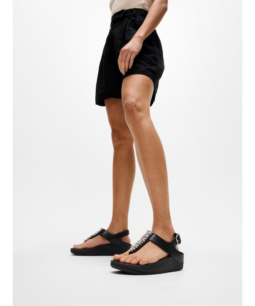 Женские шлепанцы Fitflop Pino Pulse и Crystal с B-ремешком и перемычкой для пальцев - Черные (Ft64K2S045)