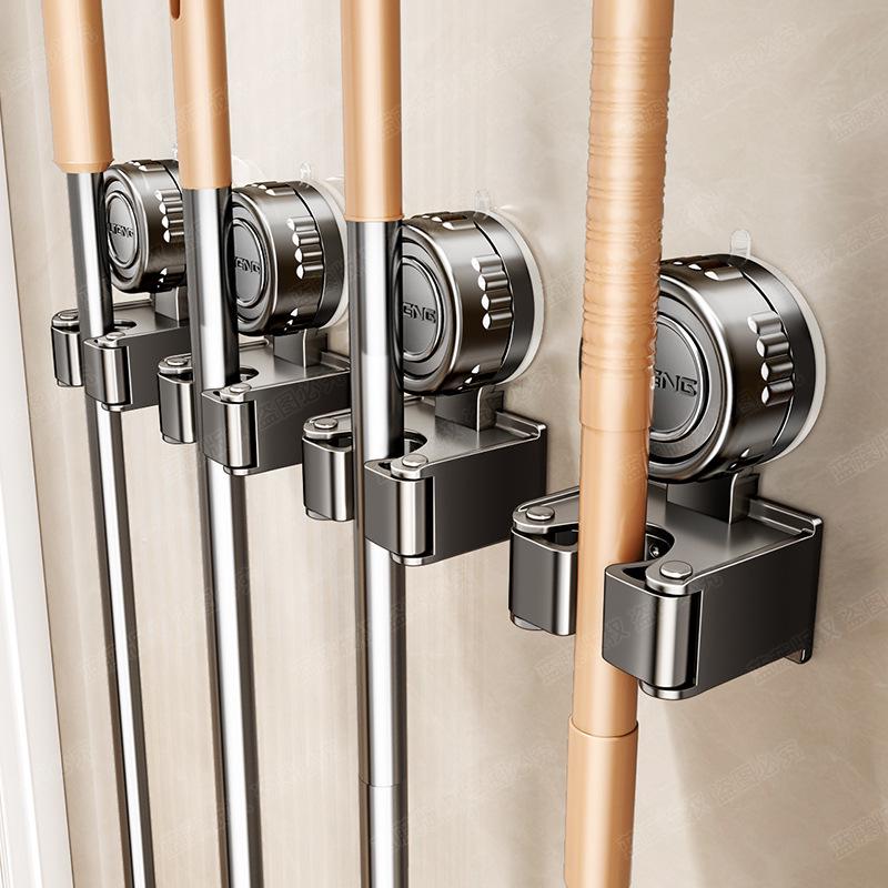 Вращающийся зажим-держатель для швабры на присоске, настенный - Держатель для швабры без сверления для инструментов для уборки ванной комнаты