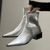 Модные остроносые короткие ботинки для женщин Новинка 2025 Осень и Зима Женские ботинки на толстом каблуке Повседневная мода Женская обувь