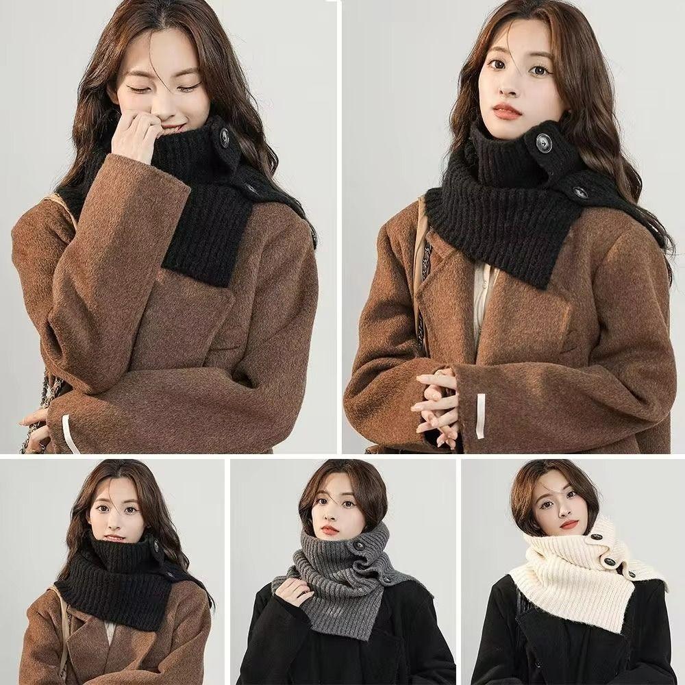 Solid Color Knitted Turtleneck Scarf Detachable Turtleneck Neck Warmer Woolen Neck Wrap Women