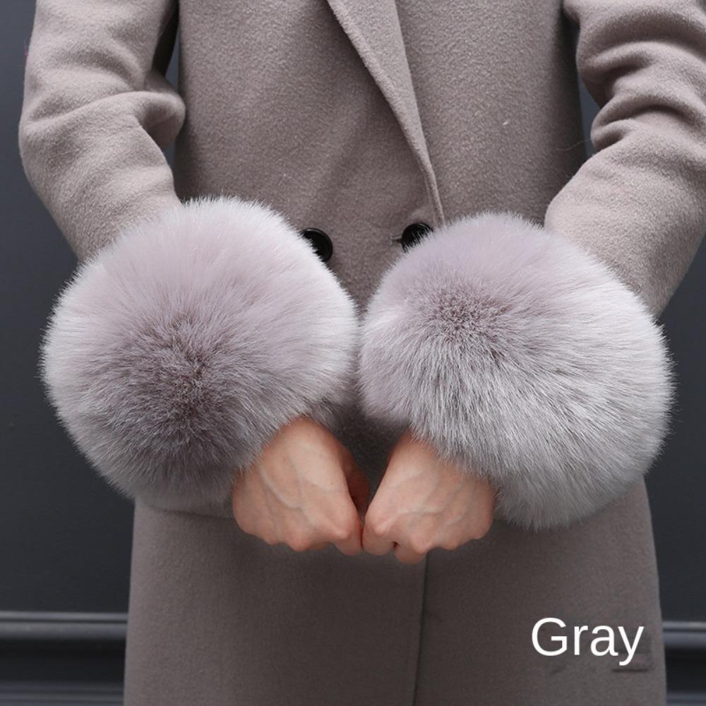 Band Gloves Women Plush Cuff Oversleeve Hand Wrist Warmer Cuff Winter Sleeves Windproof Gloves