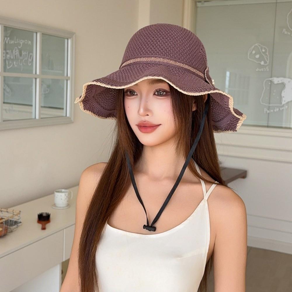 Breathable Fisherman Cap Big Brim Bucket Hat Trendy Sun Hat for Women