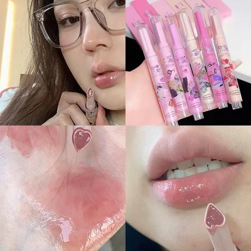 Jelly Love Lipstick Pink Water Gloss Clear Lip Glaze Waterproof Non-stick Cup Hydrating Plumping Fade Lip Lines Lip Gloss Makeup