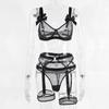 Bras & Bra Sets 5 Piece Bows Mesh Fishnet Sexy See Through Lingerie Set Women Black Blue Neon